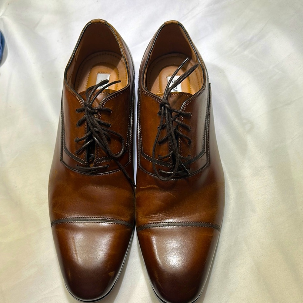 Steve Madden Brown Leather Lace Up Round Cap Toe Oxfords Men’s Size 10.5